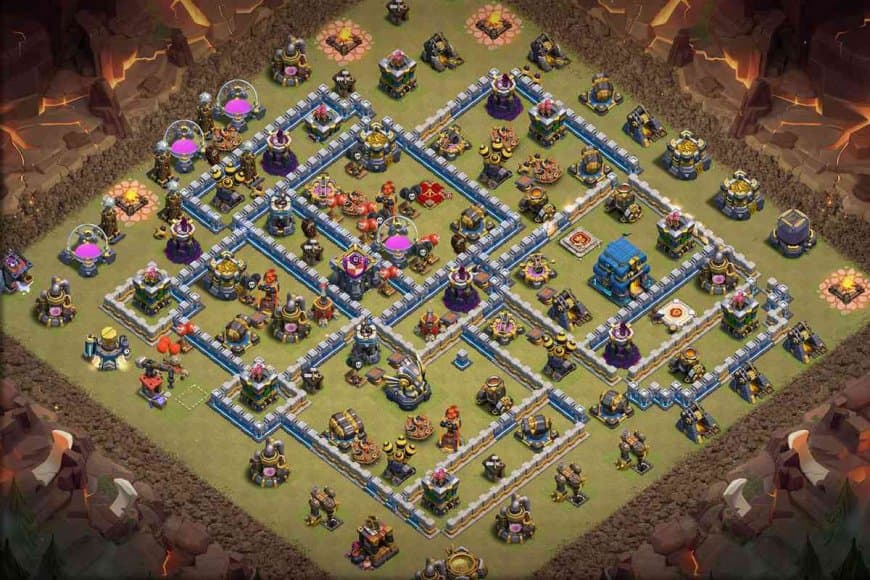TH12 War Base – Fortified Core Defence