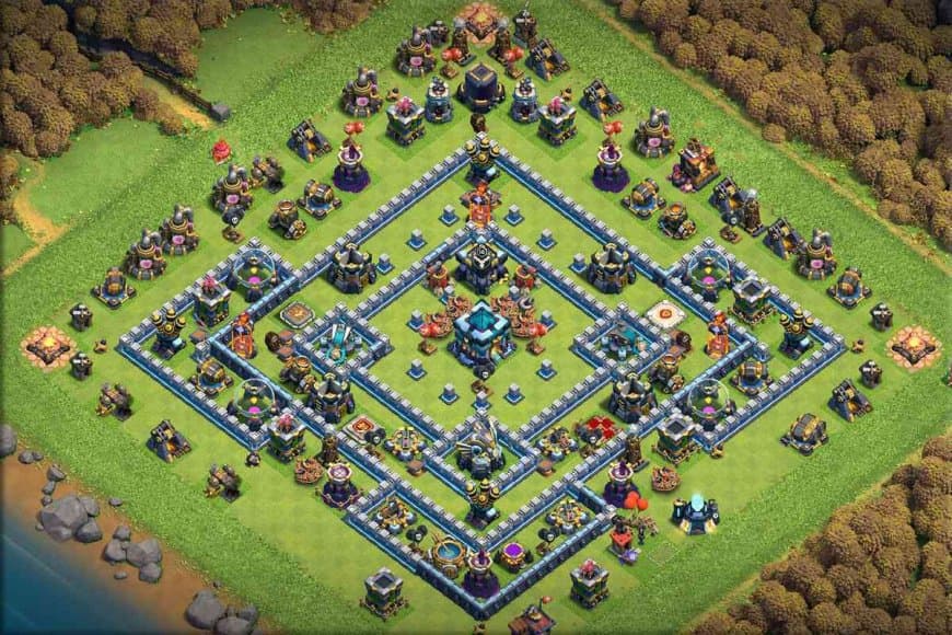 TH13 Hybrid Base – Balanced Home-Village Defense Layout